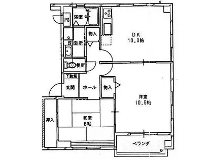 オーブ21(2LDK/3階)の間取り写真