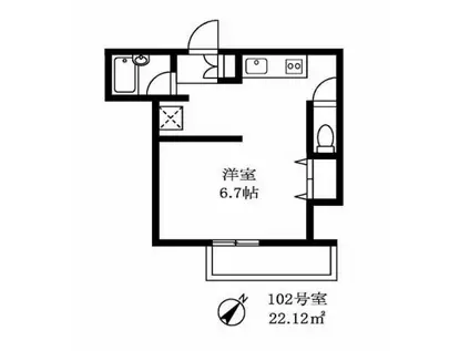 ハーモニーロコ(ワンルーム/1階)の間取り写真