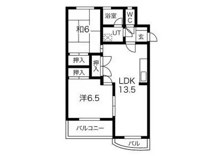 プリンセス高屋(2LDK/2階)の間取り写真