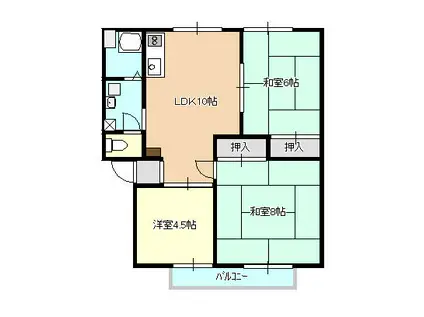 ファミールK(3LDK/2階)の間取り写真