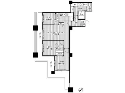 晴海アイランドトリトンスクエアビュータワー(3LDK/24階)の間取り写真