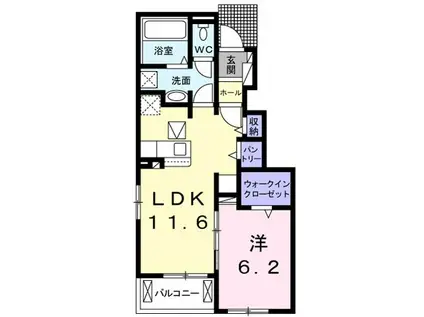 ラ・シャトレI(1LDK/1階)の間取り写真