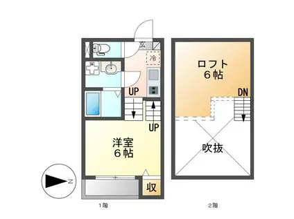 リバーサイド露橋(1K/1階)の間取り写真