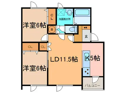 WS243(2LDK/3階)の間取り写真