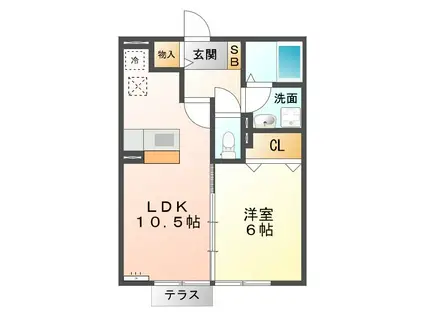 フジコーコ波木A(1LDK/1階)の間取り写真