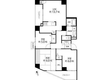 ティーズガーデン東陽町(3LDK/11階)の間取り写真