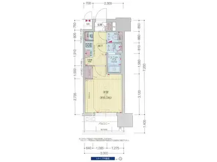 プレサンス四天王寺前夕陽ヶ丘 凛宮(1K/5階)の間取り写真