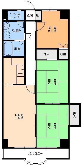 リバーサイドいして(3LDK/5階)の間取り写真
