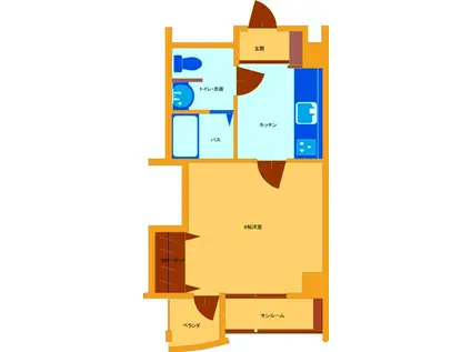 カーサ・ディ・フオレスタ(1K/3階)の間取り写真