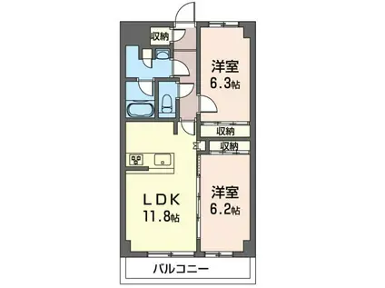 サンシャインヒルズ1(2LDK/1階)の間取り写真