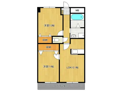 シャルマーム(2LDK/3階)の間取り写真