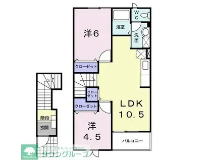 パークメゾン末広D(2LDK/2階)の間取り写真
