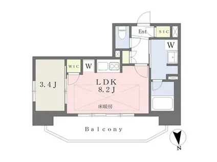 プレサンスロジェ車道駅前ノース(1LDK/7階)の間取り写真