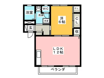 T・TOWNクリエート・ピース(1LDK/2階)の間取り写真