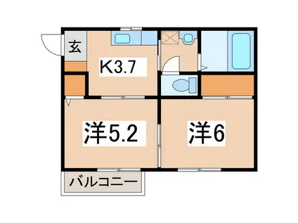 パークサイドハイツ(2K/1階)の間取り写真