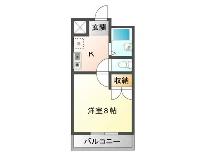 名鉄名古屋本線 岐南駅 バス乗車時間:24分 最寄りバス停で下車 徒歩3分 2階建 築29年(1K/2階)の間取り写真