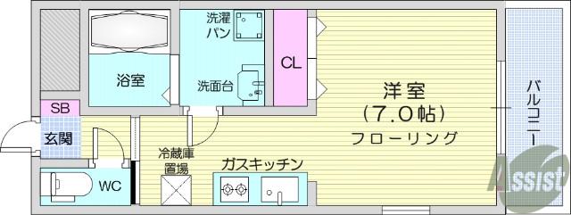 ガーデンハイツⅡ(ワンルーム/3階)の間取り写真