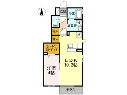 ドルチェ高座渋谷(1LDK/1階)の間取り写真