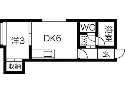 スプリーム豊平壱番館(1DK/3階)の間取り写真
