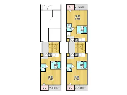 ISEYAハウスI(ワンルーム/2階)の間取り写真