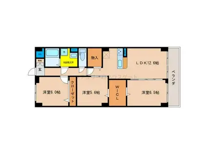 PLACIDES(3LDK/1階)の間取り写真