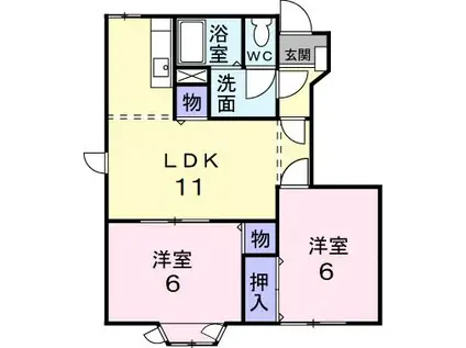 メイプルハウス I(2LDK/1階)の間取り写真
