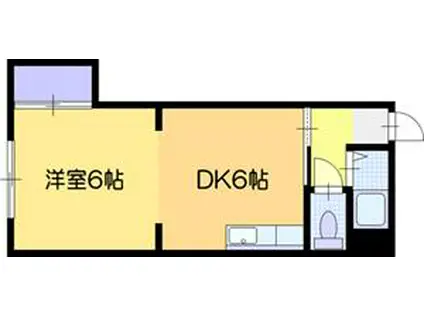 ウエストウッドA棟(1DK/3階)の間取り写真