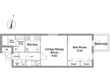 レジディア西新宿II(1LDK/1階)の間取り写真