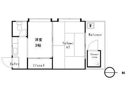 杉本ビル(2K/5階)の間取り写真