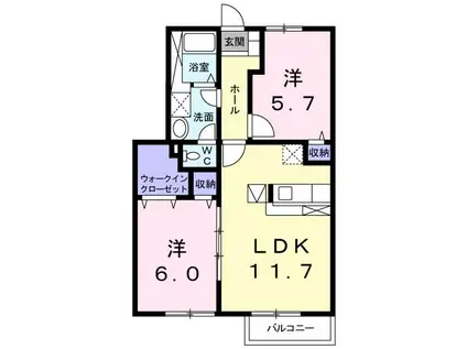 サンパピヨン(2LDK/1階)の間取り写真