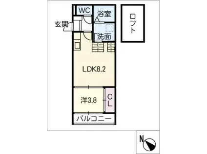 PRESTIGE 原(1LDK/2階)の間取り写真