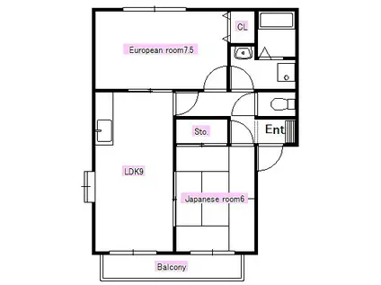 ウィンディアはやし(2LDK/2階)の間取り写真