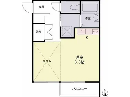 カーサ三沢(ワンルーム/2階)の間取り写真