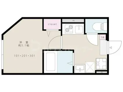 メゾン新柴又駅前(1K/2階)の間取り写真