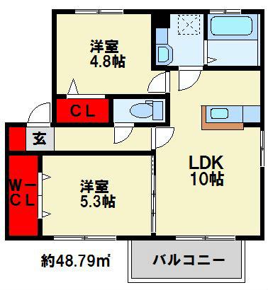グリーン・ガーデン(2LDK/2階)の間取り写真