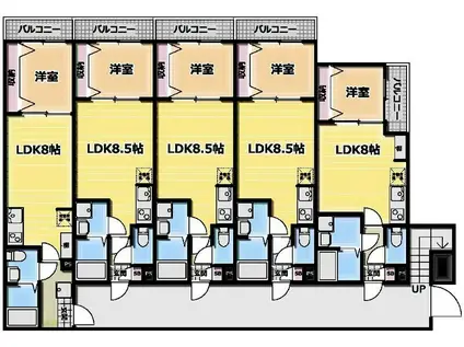 川越こもれびLYCKA(1LDK/1階)の間取り写真