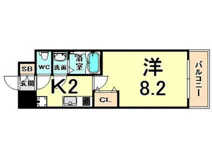 パークフラッツ尼崎(1K/13階)の間取り写真