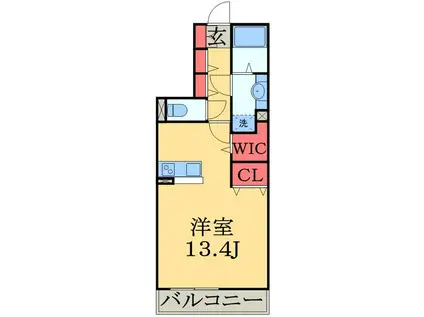 プランドール樹(ワンルーム/3階)の間取り写真