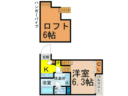 アールグレイス中島町(1K/2階)の間取り写真