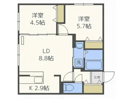 パークウェル川崎(1K/6階)の間取り写真