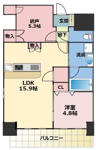 スプランディッド上本町ウエスト(1SLDK/8階)の間取り写真