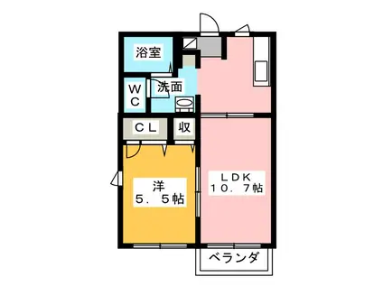 クローバーA(1LDK/2階)の間取り写真