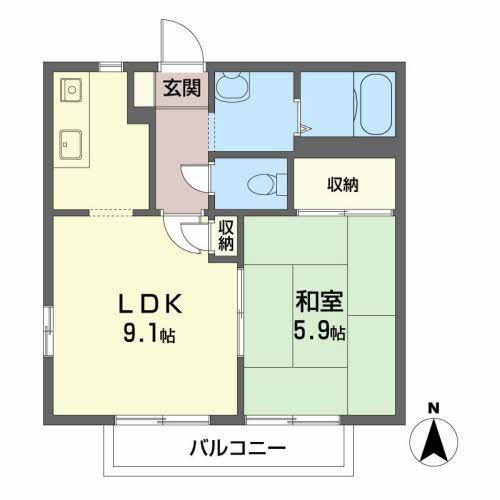 プロシード笹谷D(1LDK/1階)の間取り写真