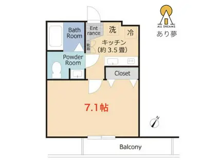 ボンボヤージ2002(1K/1階)の間取り写真