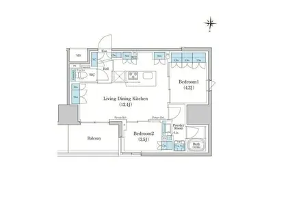 スタイリオ蒲田ウエスト(2LDK/3階)の間取り写真