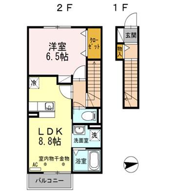 NOBLE(1LDK/2階)の間取り写真