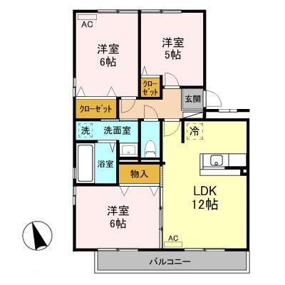 ハイツボナール VI(3LDK/2階)の間取り写真