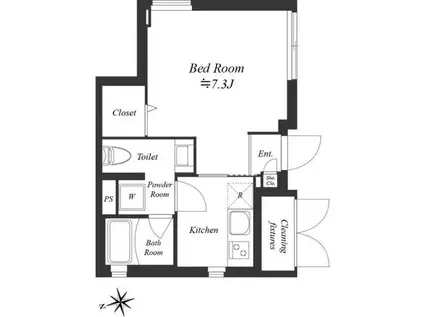 グランデュオ経堂10(1K/1階)の間取り写真