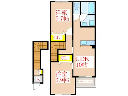 サンシャイン肥後(2LDK/2階)の間取り写真