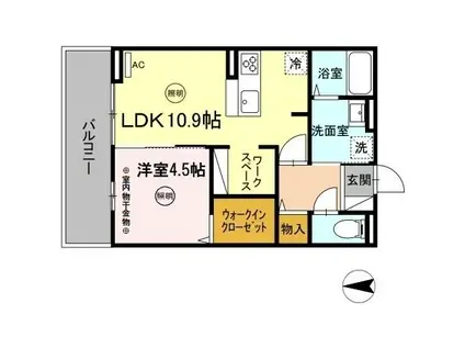 ベルフィオーレ姪浜(1LDK/2階)の間取り写真